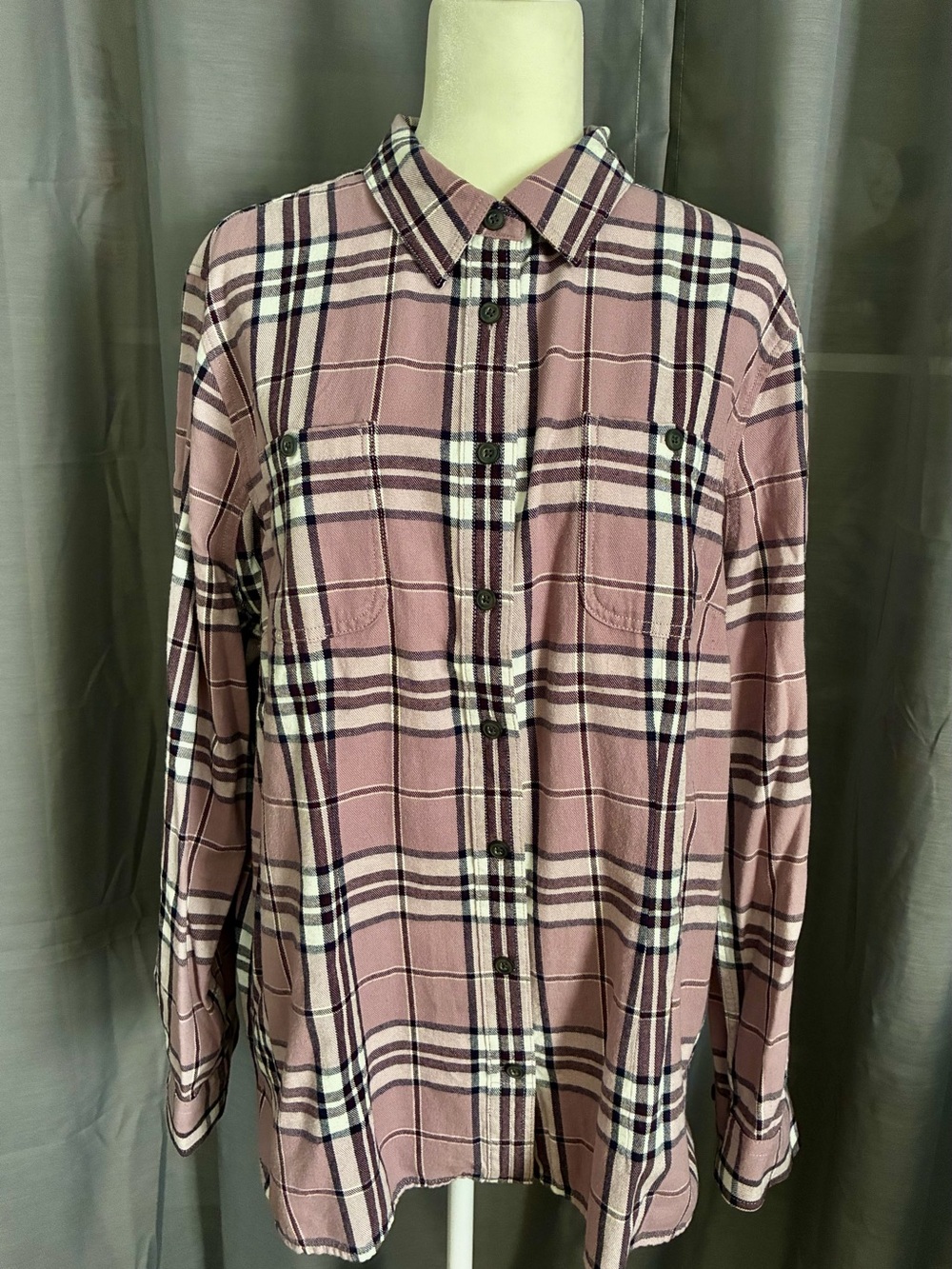 Duluth Trading Free Swingin’ Purple Plaid Button Down Flannel Shirt Size XXL